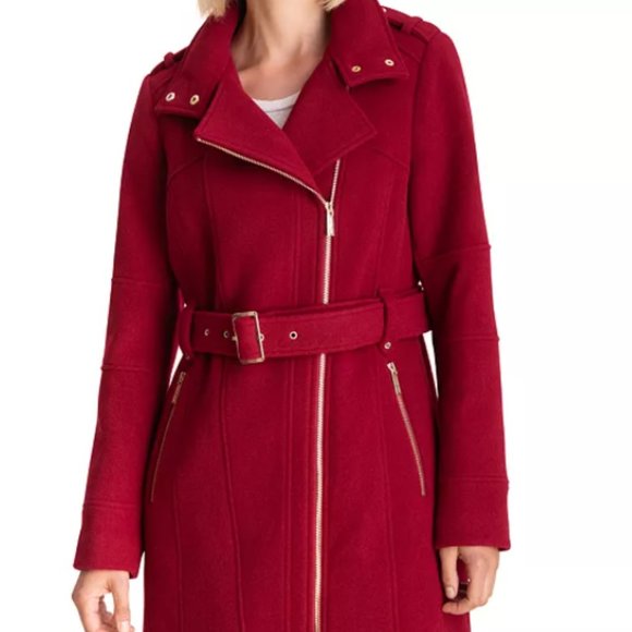 MICHAEL Michael Kors Jackets & Blazers - MICHAEL Michael Kors Asymmetrical Belted Coat- Red